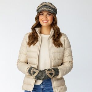 NWT Knit Newsboy Hat with Gloves One Size